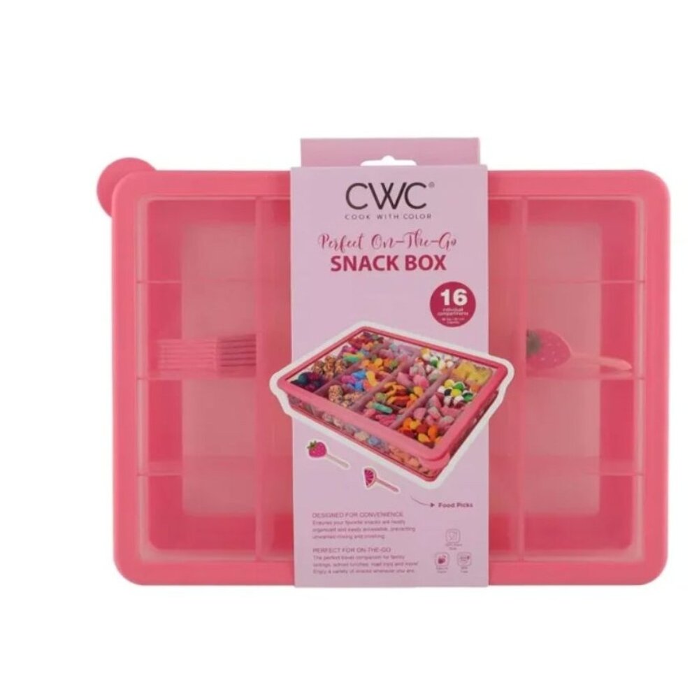 CWC (2-PACK) Pink Perfect On-The-Go Snack Box With 16 Compartments & Food Picks